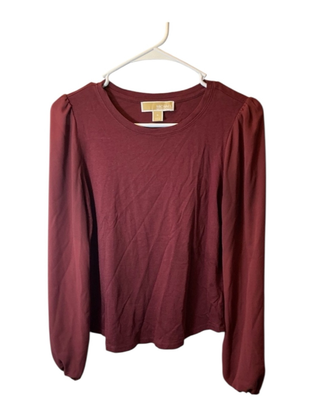 Michael Kors Burgundy Puff Sleeve Long Sleeve Top Medium